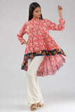 Printed Linen Flared Kurta