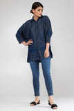 Embroidered Denim Button-Down Top