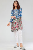 Printed Satin Flared Kurta